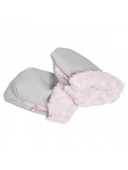 MANOPLAS PARA COCHE BEBÉ GRIS Y ROSA - Accesorios